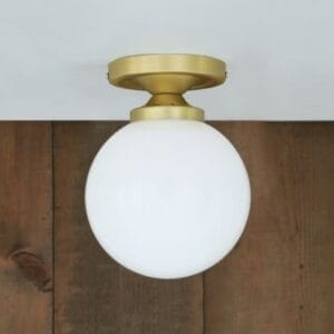 Yaounde Small Opal Globe Flush Ceiling Light Glass & Globe Ceiling Lights Great Lighting UK Ltd