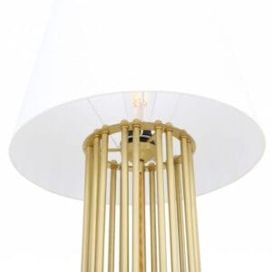 Banjul Contemporary Brass Floor Lamp with Fabric Shade Floor Lamps Great Lighting UK Ltd