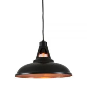 Alma Vintage Black and Copper Pendant Light Industrial Pendant Lights Great Lighting UK Ltd
