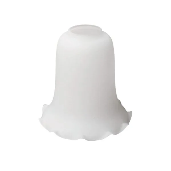 White crimped edge bell glass lamp shade 15.5cm Glass Shades Great Lighting UK Ltd