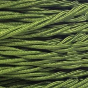 Sage Green Fabric Braided Cable, 3 Core Twisted Cables Great Lighting UK Ltd