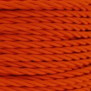 Orange Fabric Braided Cable, 3 Core Twisted Cables Great Lighting UK Ltd