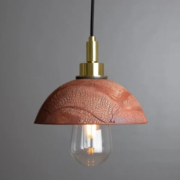 Red Iron Kingii 20cm Ceramic Dome Bathroom Pendant Light IP44 Ceramic Bathroom Pendant Lights Great Lighting UK Ltd