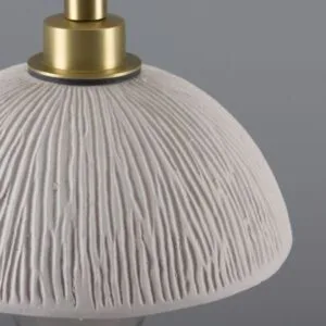 Kingii Ceramic Dome Bathroom Pendant Light 20cm, Matte White Striped IP44 Ceramic Bathroom Pendant Lights Great Lighting UK Ltd