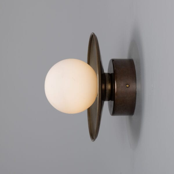 Aosta Coloured Bathroom Disc Wall Light Brass Bathroom Wall Sconces Great Lighting UK Ltd