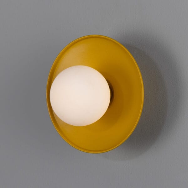 Aosta Coloured Bathroom Disc Wall Light Brass Bathroom Wall Sconces Great Lighting UK Ltd