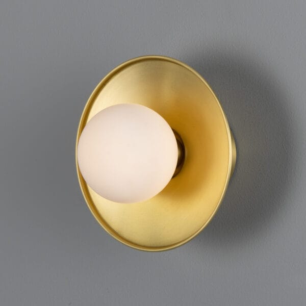 Aosta Coloured Bathroom Disc Wall Light Brass Bathroom Wall Sconces Great Lighting UK Ltd