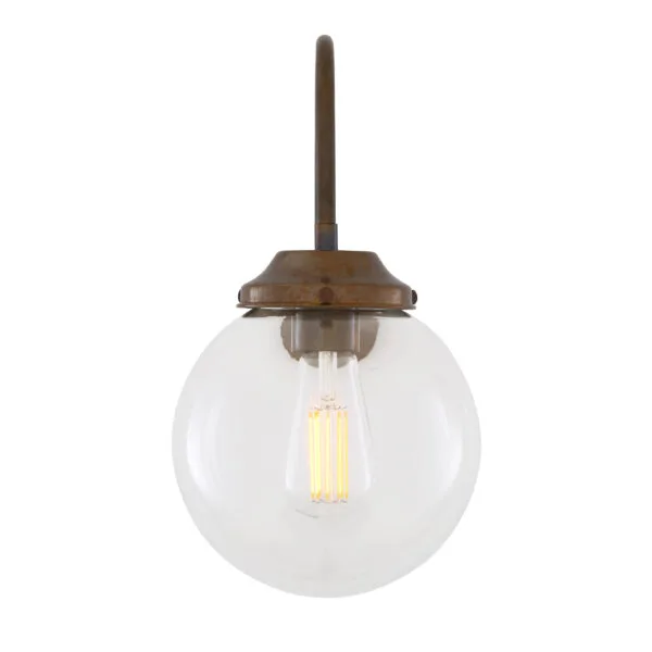 Riad 20cm Clear Globe Glass Wall Light | Swan Neck Glass & Globe Wall Lights