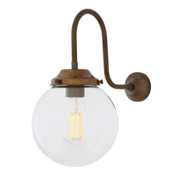 Riad 20cm Clear Globe Glass Wall Light | Swan Neck Glass & Globe Wall Lights