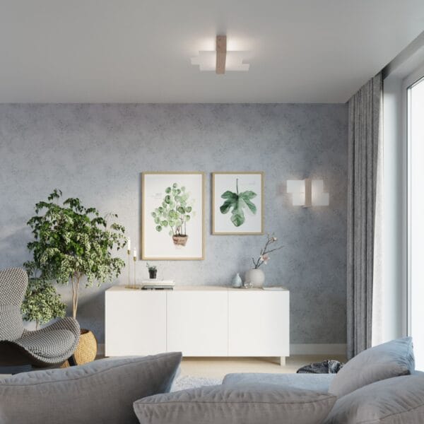 Wall Lamp FENIKS 1 Natural Wood Peach Puff FENIKS