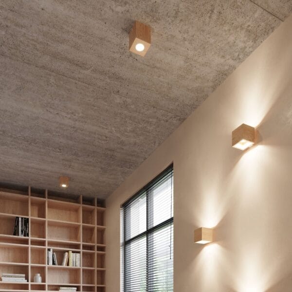 Wall Lamp QUAD Natural Wood Peach Puff QUAD