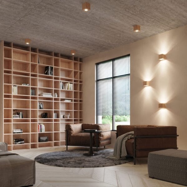 Wall Lamp QUAD Natural Wood Peach Puff QUAD