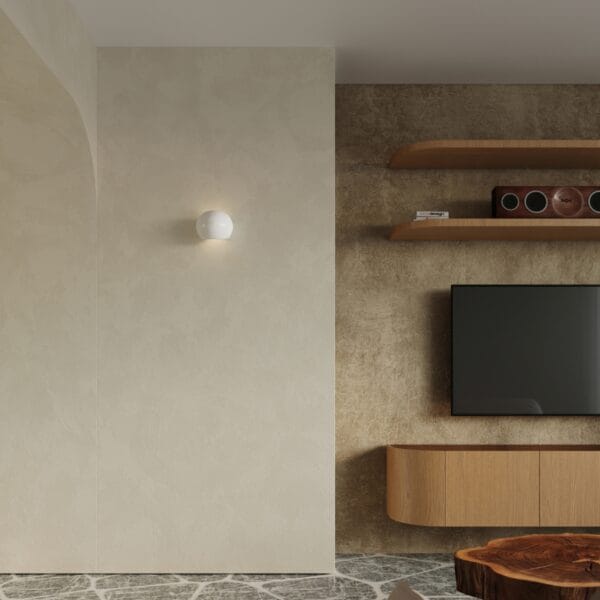 Varnished Wall Lamp GLOBE White Gloss Café Au Lait PONTIUS
