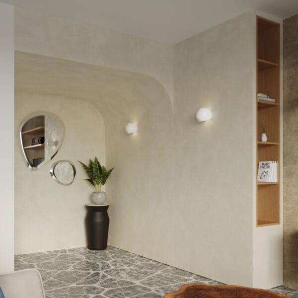 Varnished Wall Lamp GLOBE White Gloss Café Au Lait PONTIUS