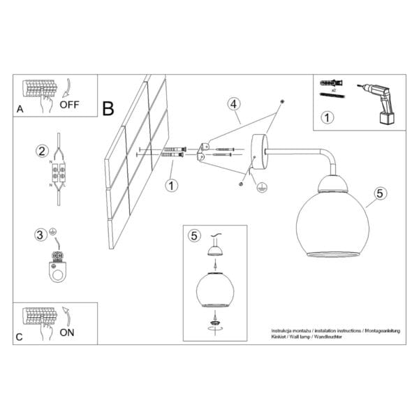 Wall Lamp ALINO 1 Black French Sky ALINO