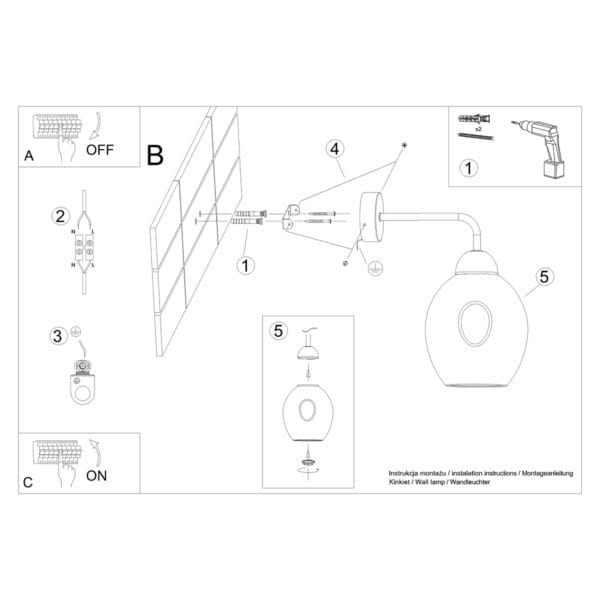 Wall Lamp FILLAN 1 Black French Sky FILLAN