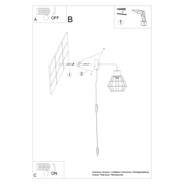 Wall Lamp SUBA Black Powder Blue SUBA