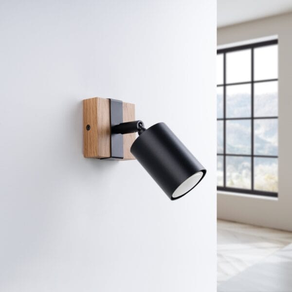 Wall Lamp FAGER 1 Black Modern Indoor Wall Lights Peach Puff