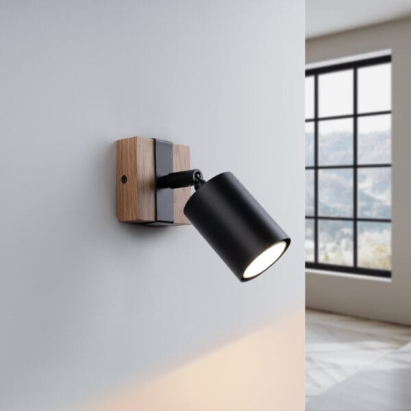 Wall Lamp FAGER 1 Black Modern Indoor Wall Lights Peach Puff